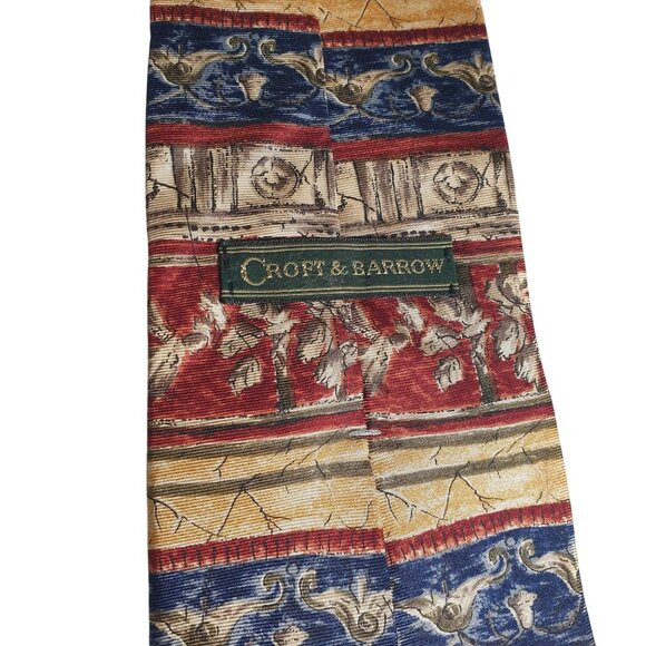 Croft Barrow Silk Tie Fall Core Stripes Floral Classic Motif Menswear Dad Gift - Picture 4 of 5